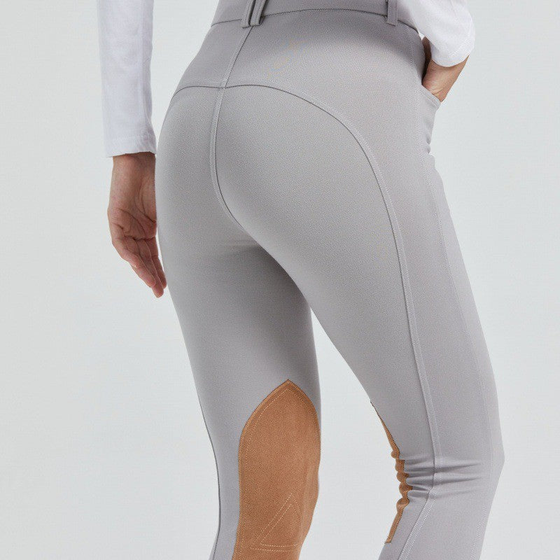 Women's High-Waist Equestrian Performance Leggings with Half Leather Grip