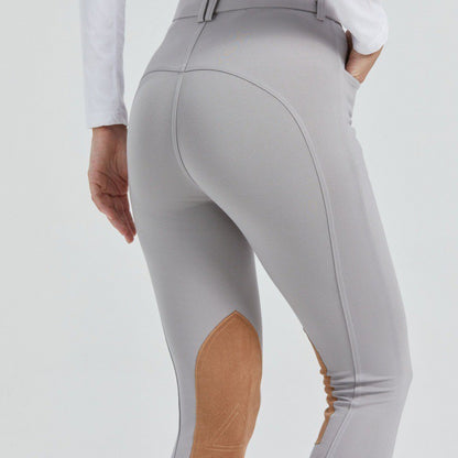 Women's High-Waist Equestrian Performance Leggings with Half Leather Grip