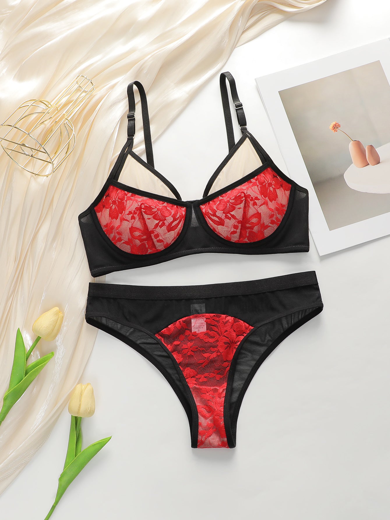 Women's Push-Up Bra and Panty Set - Thin Cup Supportive Lingerie