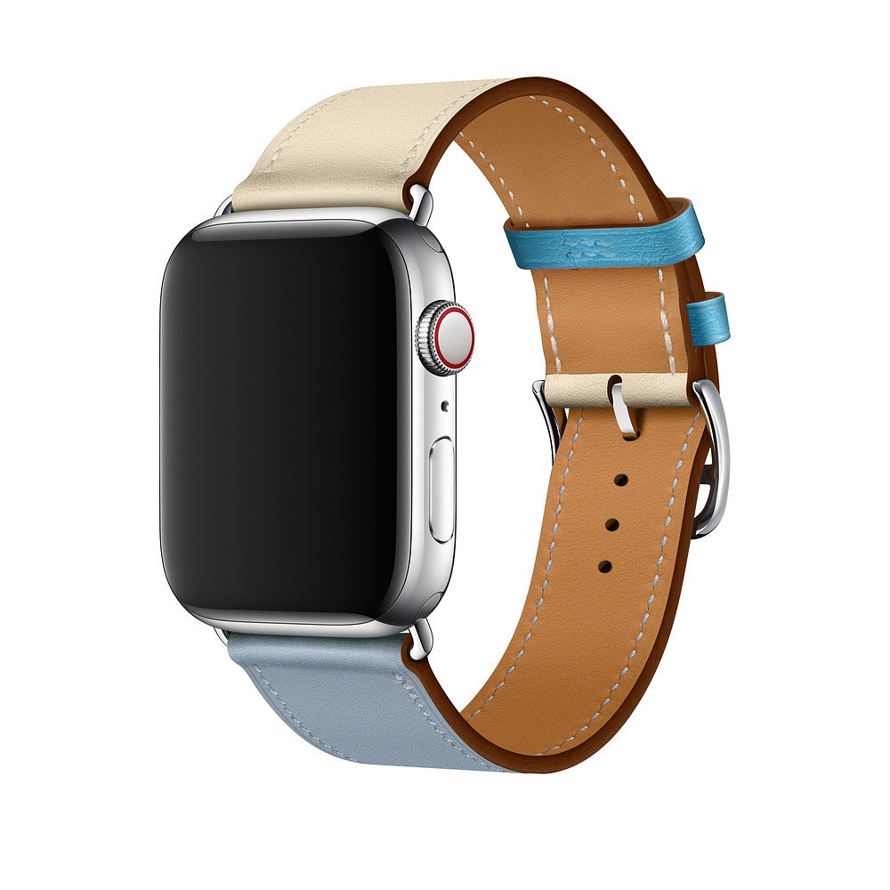 Genuine Leather Apple Watch Band - Premium Cowhide Strap with Stainless Steel Pin Buckle