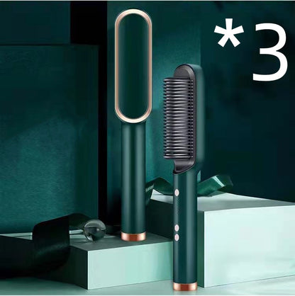 2-in-1 Hair Straightener & Curling Comb | Tourmaline Ceramic | Negative Ion Electric Hair Brush