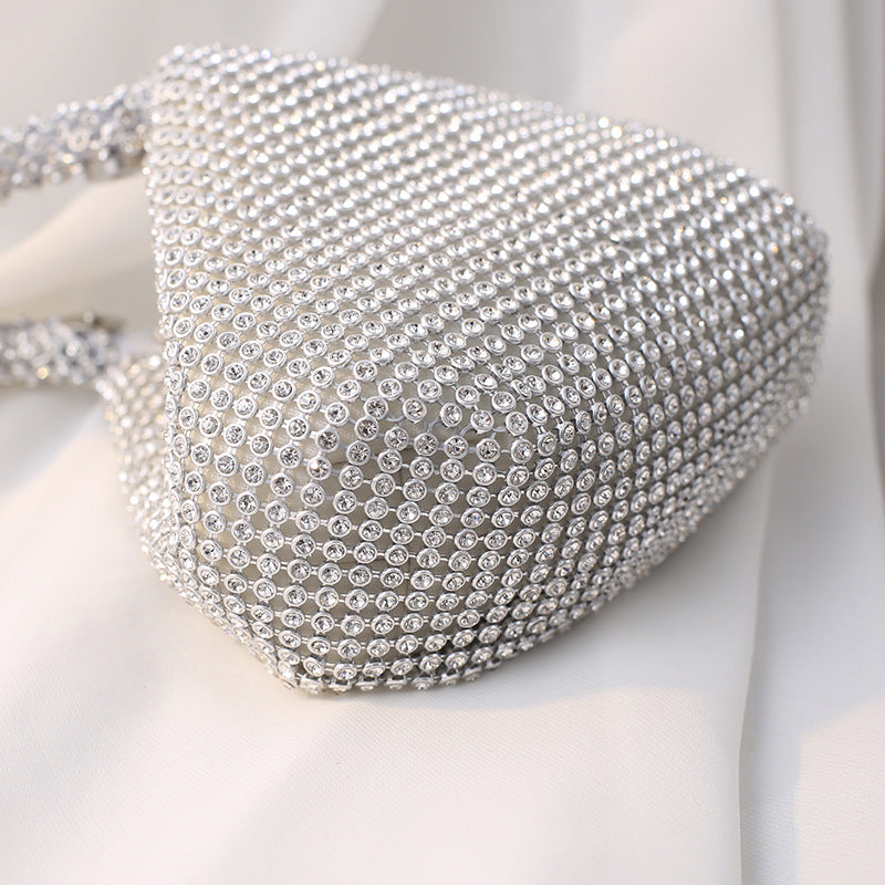 Elegant Rhinestone Evening Clutch - Dumpling Style Party Bag
