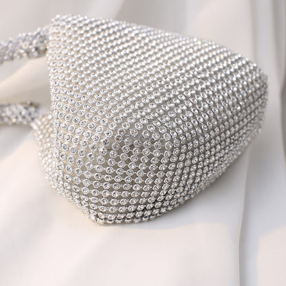 Elegant Rhinestone Evening Clutch - Dumpling Style Party Bag