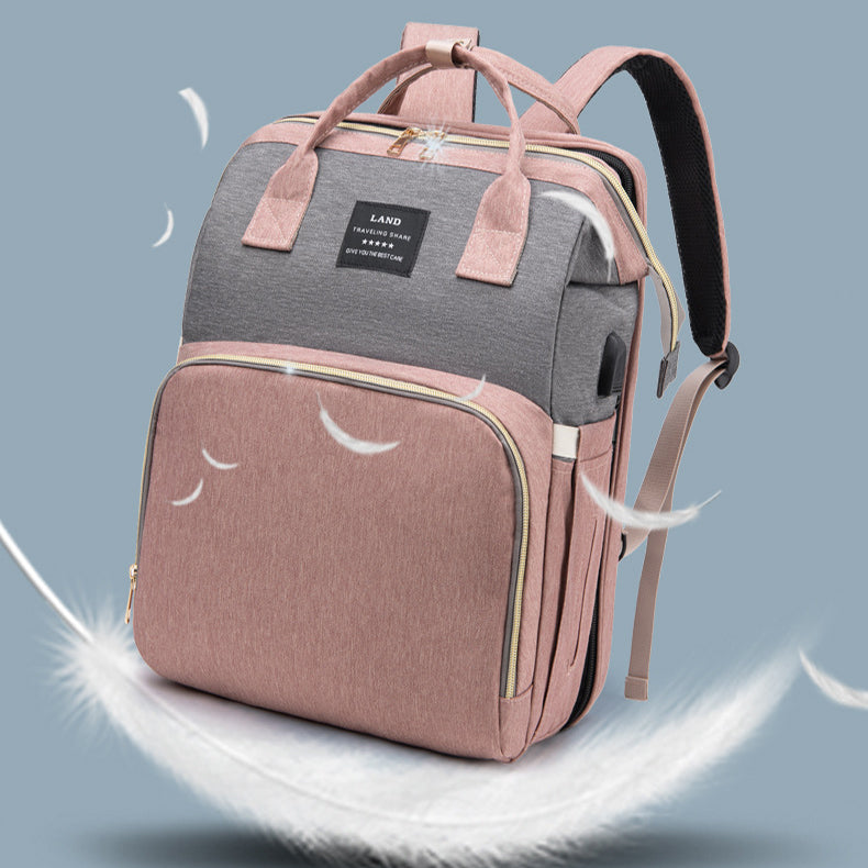 Large Capacity Diaper Backpack with Insulated Pockets - Multi-Function Baby Bag