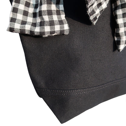 Nylon Plaid Tote Bag - Large Capacity Shopping Bag with Bow Detail