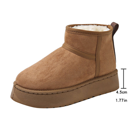 Women's Faux Fur Lined Suede Ankle Boots - Thick Sole Casual Footwear