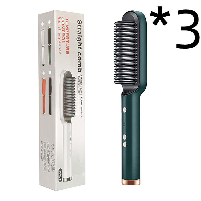 2-in-1 Hair Straightener & Curling Comb | Tourmaline Ceramic | Negative Ion Electric Hair Brush