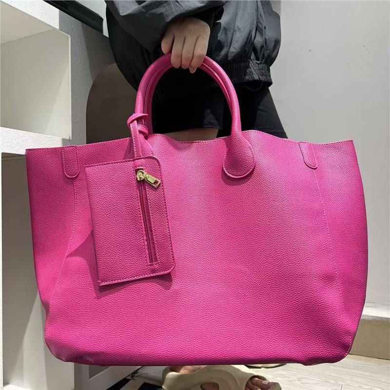 Women's Soft PU Leather Tote Bag - Urban Minimalist Shoulder Bag with Pendant
