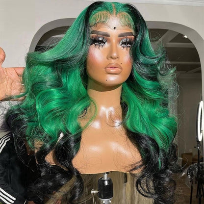 Gradient Real Human Hair Wig - Multi-Color with Double Layer Mechanism for Women