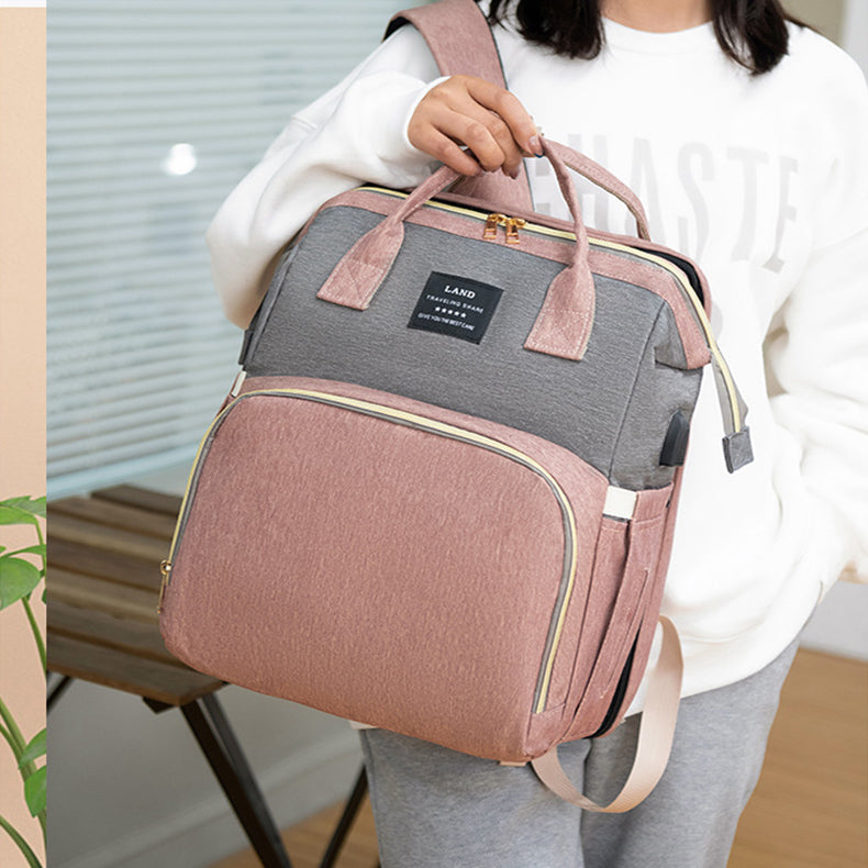 Large Capacity Diaper Backpack with Insulated Pockets - Multi-Function Baby Bag