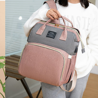 Large Capacity Diaper Backpack with Insulated Pockets - Multi-Function Baby Bag