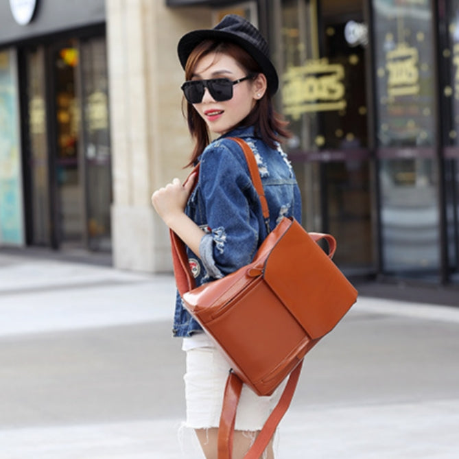 Genuine Leather Convertible Backpack - Multi-Way Shoulder Bag