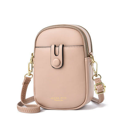 Fashion Bucket Crossbody Cell Phone Bag - Color Block PU Leather Mini Bag