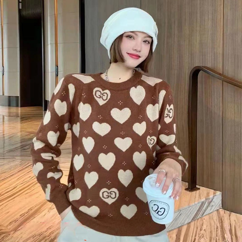 Women's Knitted Sweater - Round Neck Long Sleeve Pullover