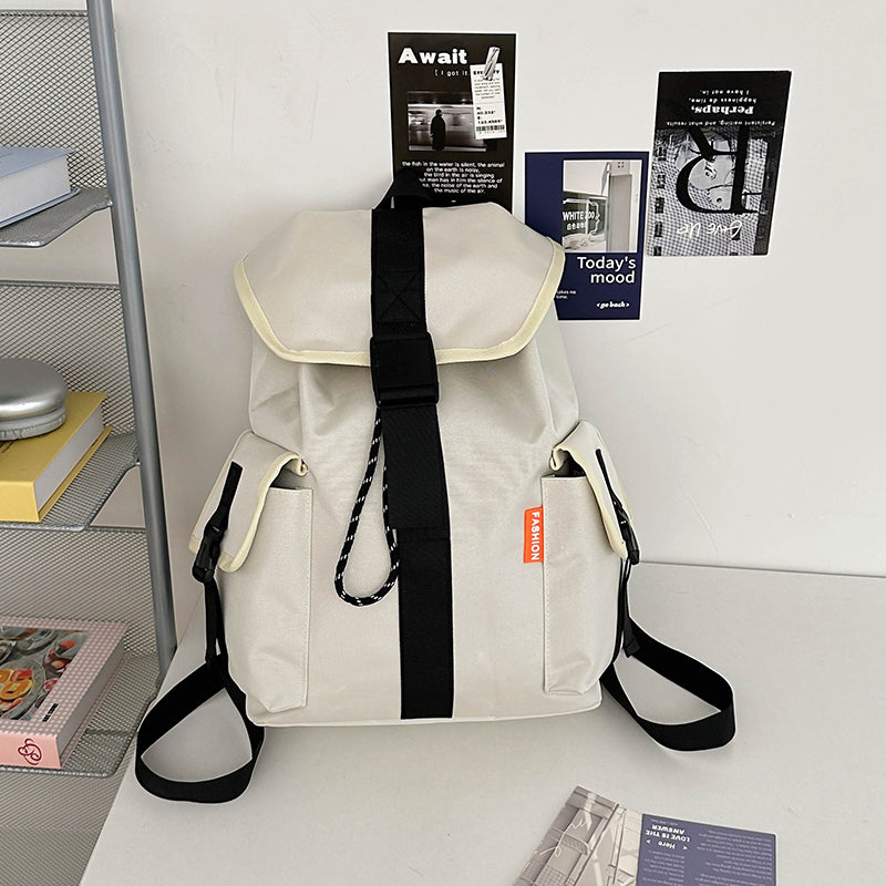 Vintage Nylon Backpack - Waterproof Student Schoolbag with Interior Pockets