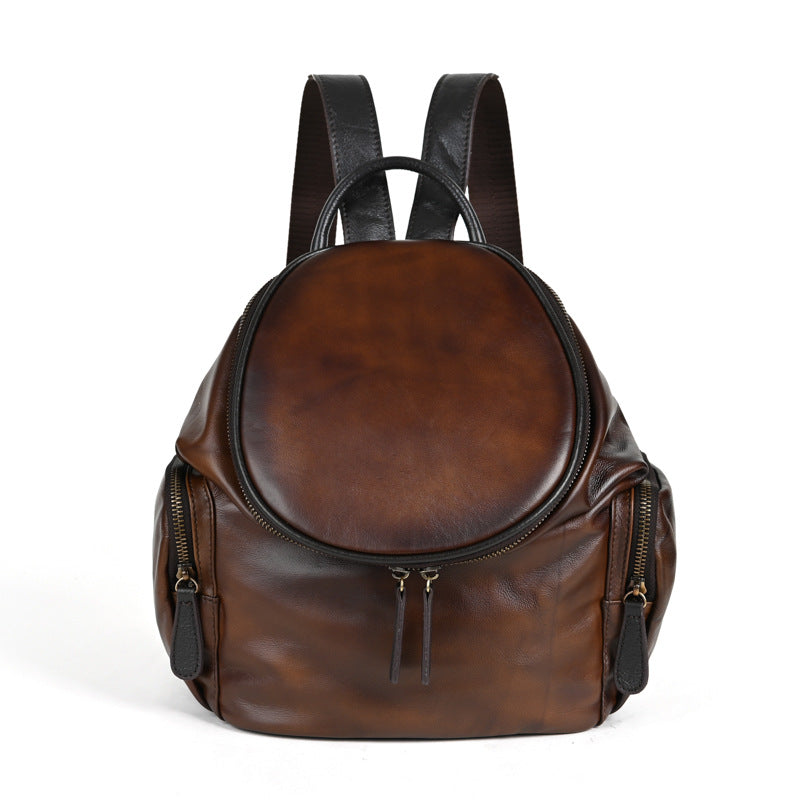 Soft Leather Backpack - Retro Forest Style Women's Bag