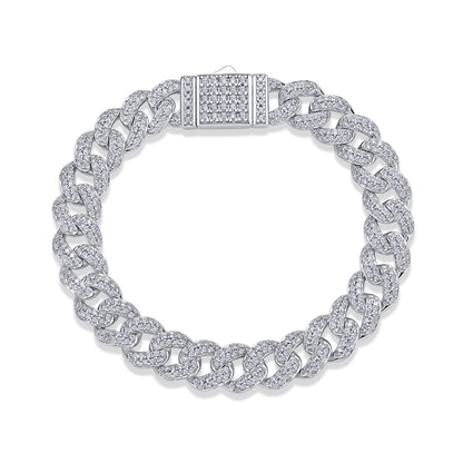 Red Glow Orange Light Moissanite Bracelet Set - S925 Silver Platinum Plated Jewelry