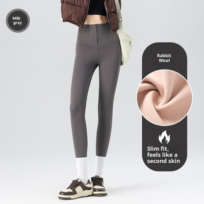 Women's Shark Pattern Fleece Lined Pants - High Waist Thermal Winter Trousers