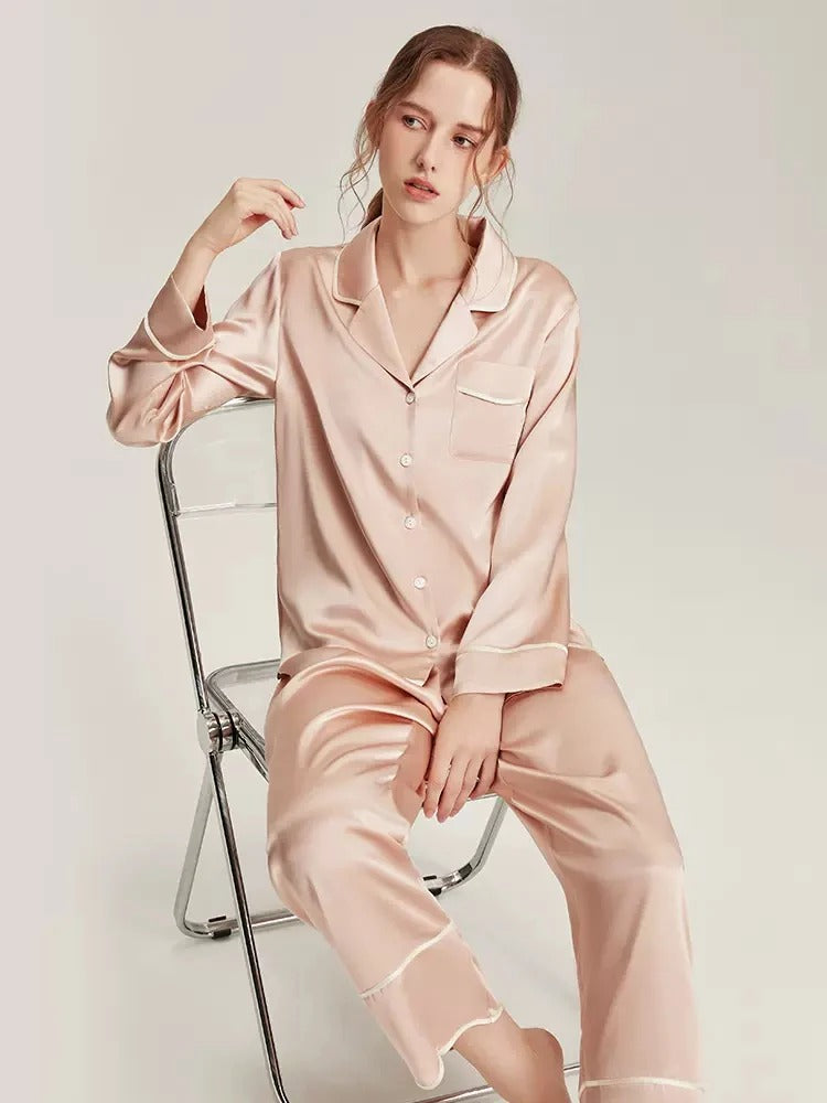 Women's Mulberry Silk Pajama Set - Long Sleeve Two-Piece Sleepwear