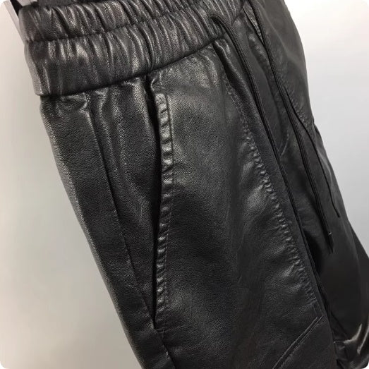 Winter Fleece-Lined PU Leather Pants - Windproof Unisex Motorcycle Style