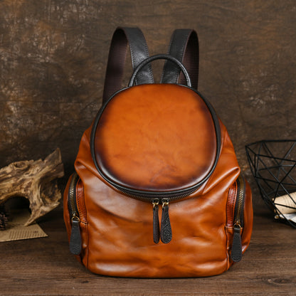 Soft Leather Backpack - Retro Forest Style Women's Bag