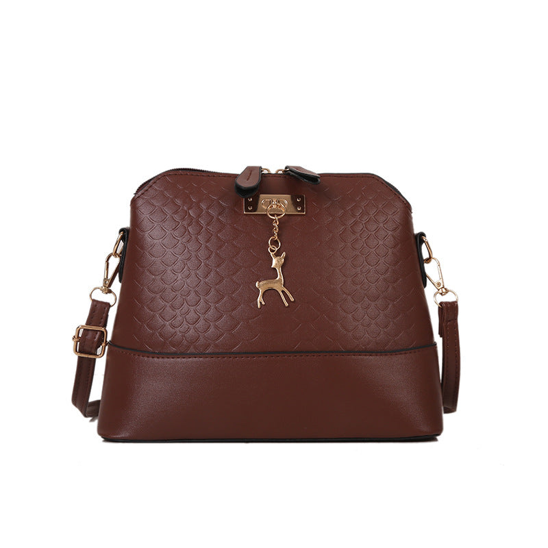 Compact PU Leather Crossbody Bag - Portable Horizontal Square Handbag