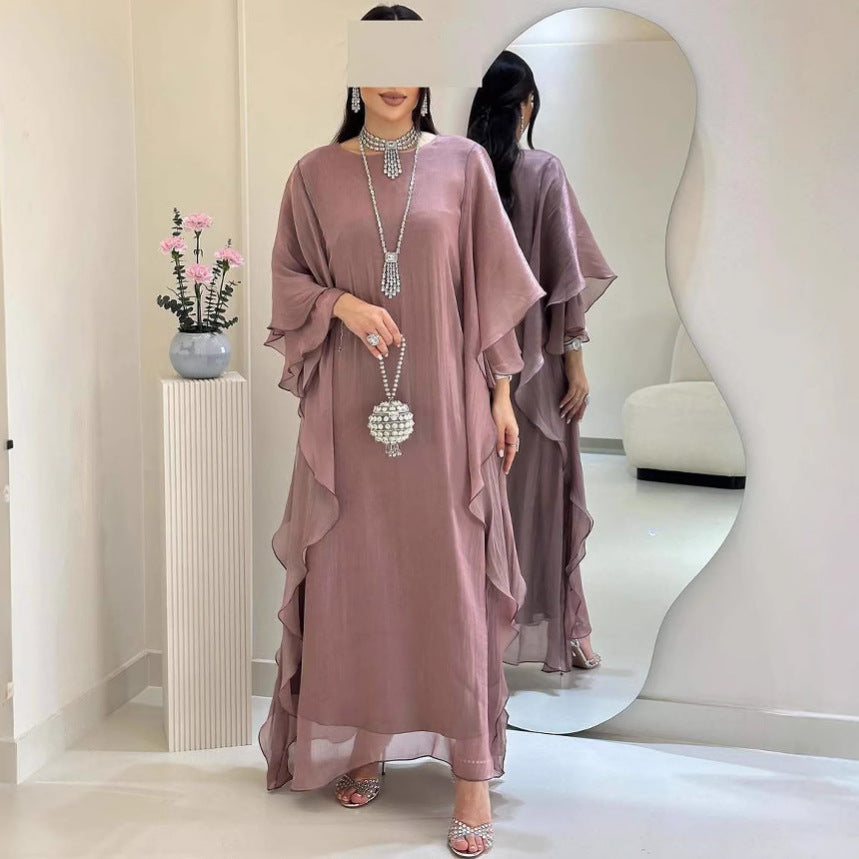 Women's Solid Color Loose Casual Cardigan Robe Dress - Long Sleeve Polyester