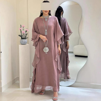 Women's Solid Color Loose Casual Cardigan Robe Dress - Long Sleeve Polyester