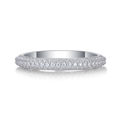Moissanite Sterling Silver Wedding Ring Set - Platinum Plated Band