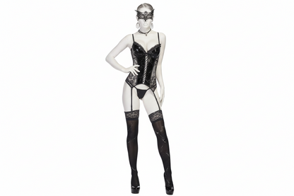 Women's Lace Bustier Lingerie Set - Elegant Polyester Design