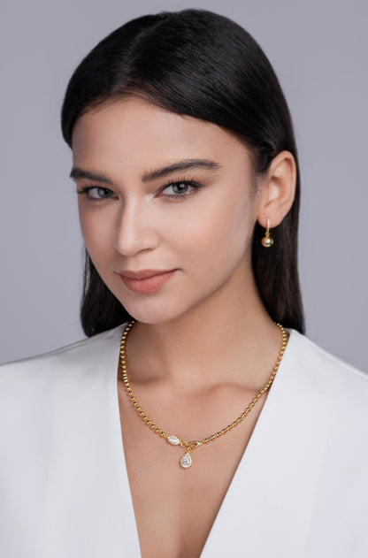 Pear-Shaped Moissanite Necklace Pendant - S925 Sterling Silver with Gold Plating