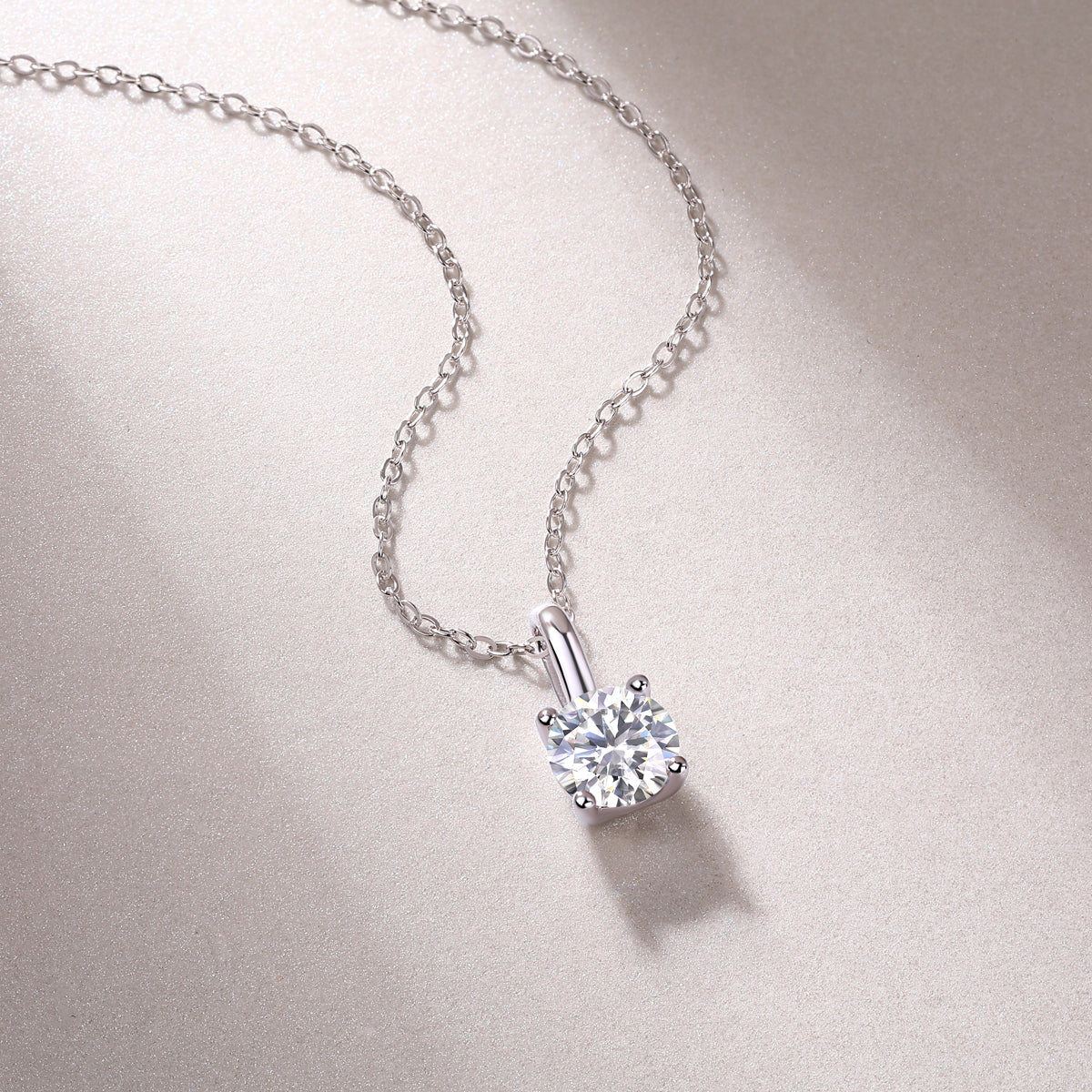 1 Carat Moissanite Necklace Pendant Set - S925 Silver with Platinum Plating