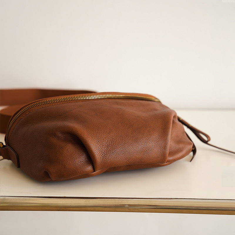 Genuine Leather Saddle Bag - First Layer Cowhide Crossbody Shoulder Bag