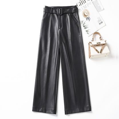 Women's High-Waisted Wide-Leg Faux Fur Pants - Extra Thick with Slight Stretch
