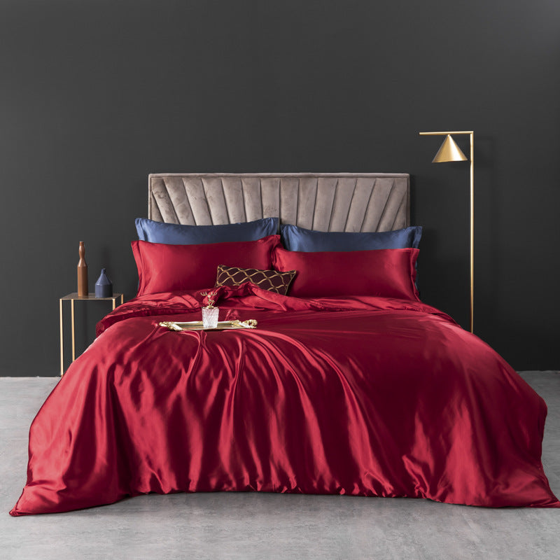 Luxe Washed Silk 4-Piece Bedding Set - 100% Mulberry Silk European-Style with Duvet Cover, Sheet, and Pillowcases