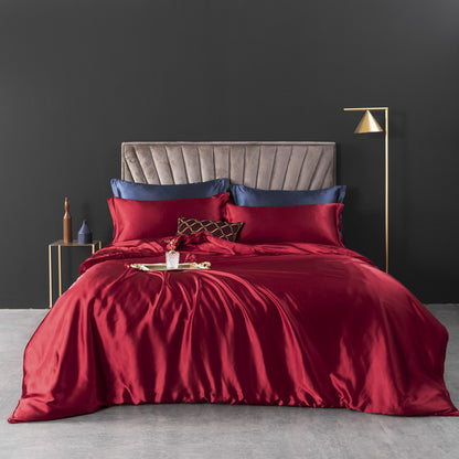 Luxe Washed Silk 4-Piece Bedding Set - 100% Mulberry Silk European-Style with Duvet Cover, Sheet, and Pillowcases
