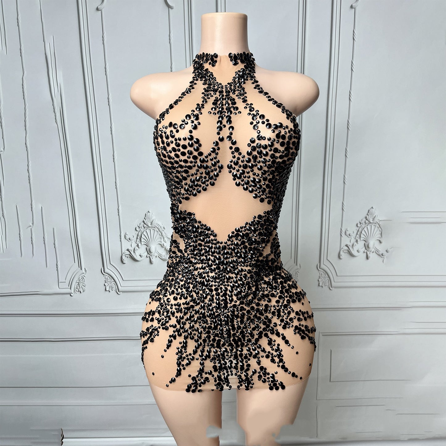 Women's Sequined Cocktail Dress - Sleeveless Bodycon Mini Dress