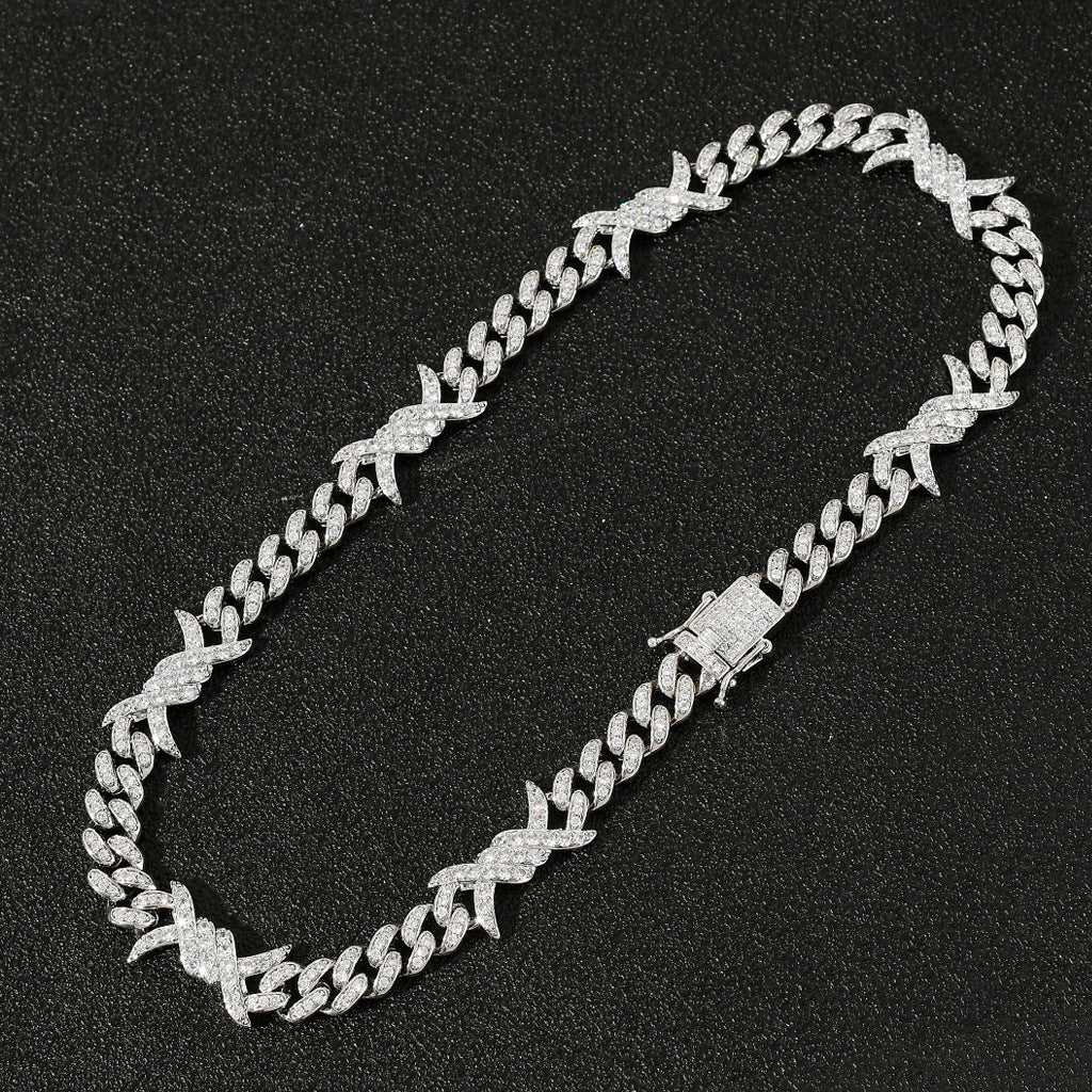 Geometric Zircon Necklace - Copper Clavicle Chain with Electroplated Finish
