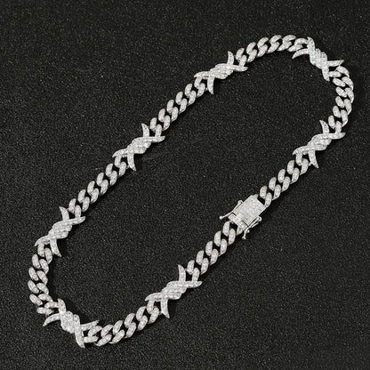Geometric Zircon Necklace - Copper Clavicle Chain with Electroplated Finish
