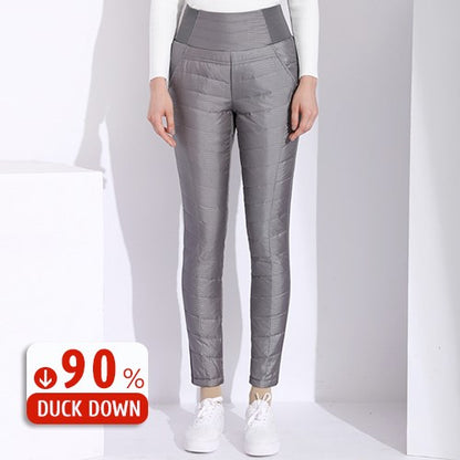 Women's Duck Down Jogger Pants - Insulated Winter Trousers
