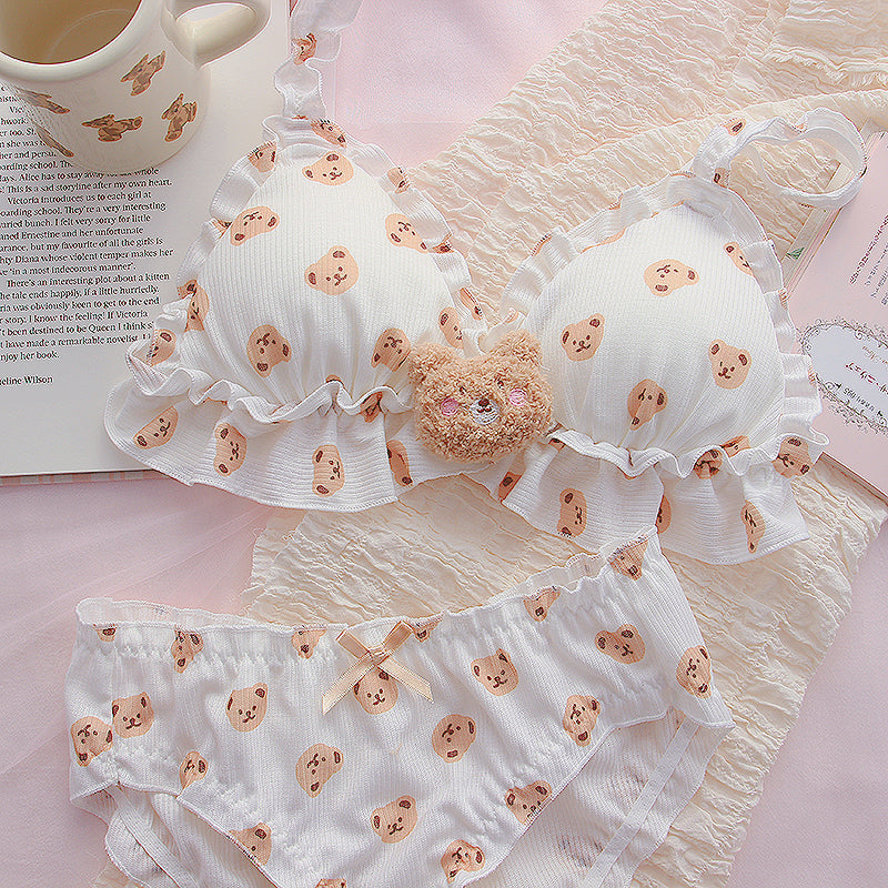 Girls' Cotton Bra and Shorts Set - Comfortable Support with Sponge Padding
