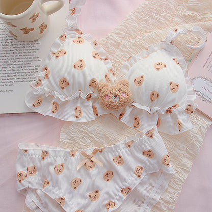 Girls' Cotton Bra and Shorts Set - Comfortable Support with Sponge Padding