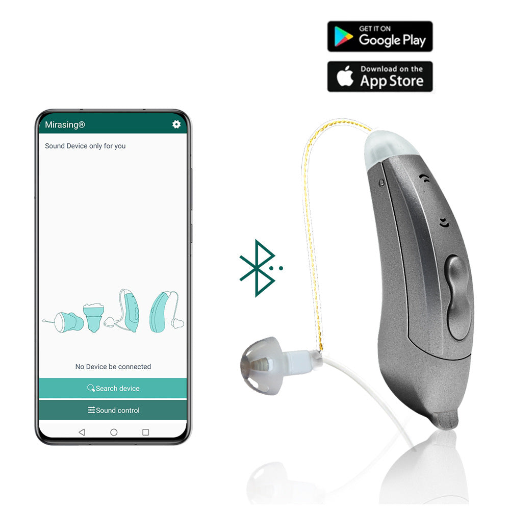 Wireless Bluetooth RIC Hearing Aid with Noise Canceling Technology