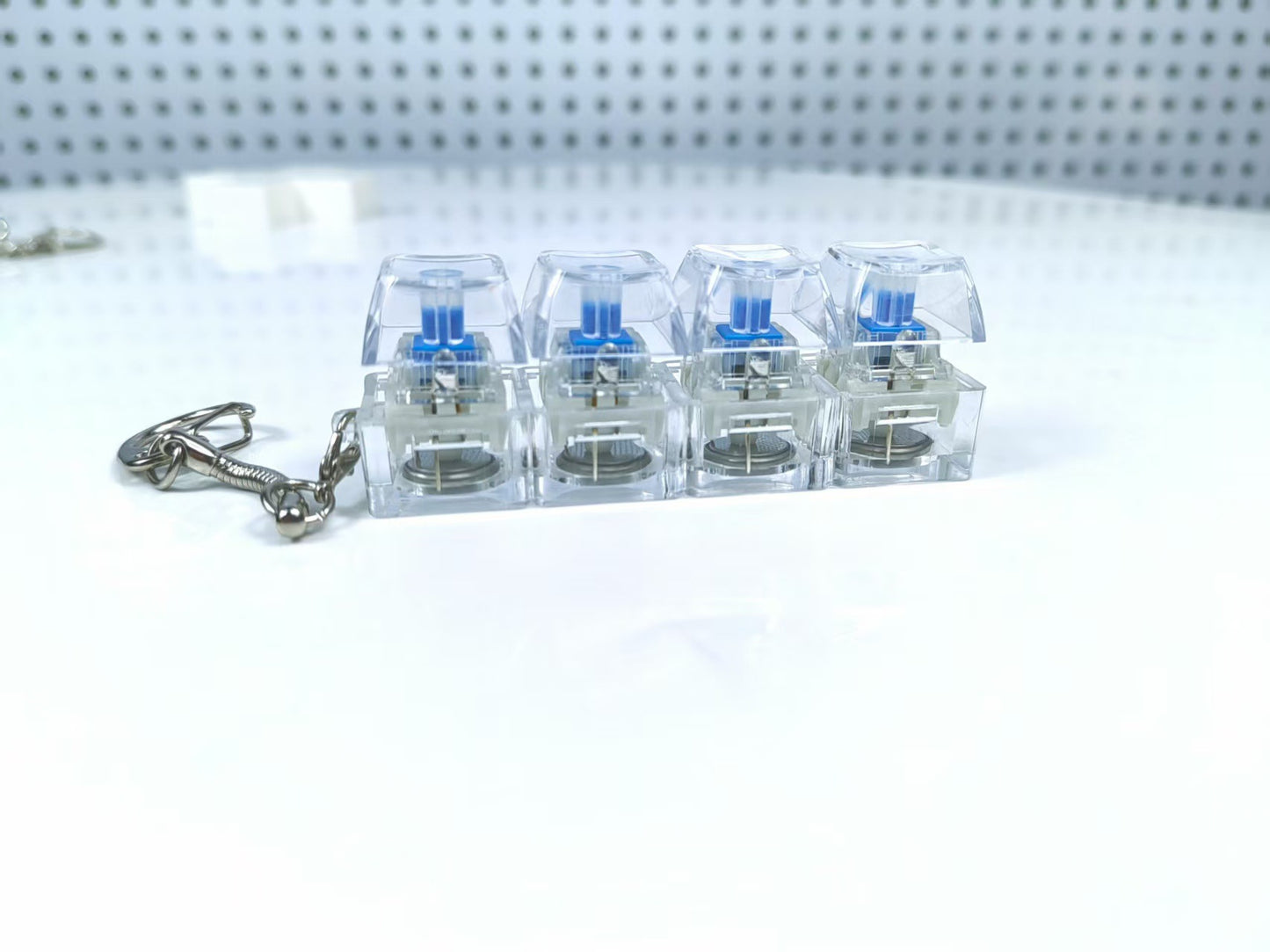 4-Key Mechanical Keyboard Keychain | Tactile Clicker Stress Relief Gadget | Transparent & LED Light Variants
