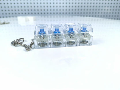 4-Key Mechanical Keyboard Keychain | Tactile Clicker Stress Relief Gadget | Transparent & LED Light Variants