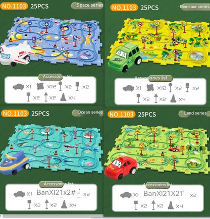 DIY Electric Track Puzzle - Automatic Rail Car Building Set for Kids Educational Play