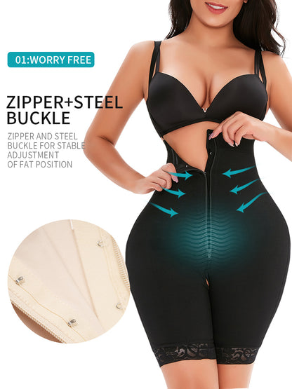 High Waist Breasted Long Zipper Non-slip Waist Head Belly Contracting And Waist Slimming Butt-lift Underwear