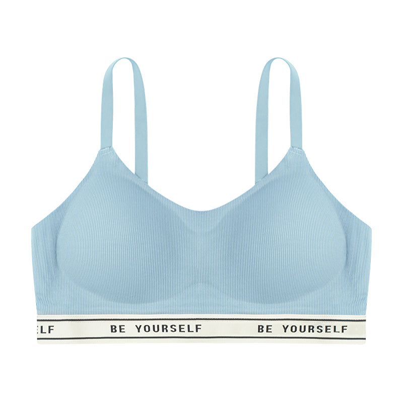 Seamless Bra and Underwear Set - Cotton Blend Lingerie with Letter Print