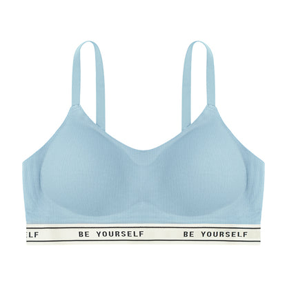 Seamless Bra and Underwear Set - Cotton Blend Lingerie with Letter Print