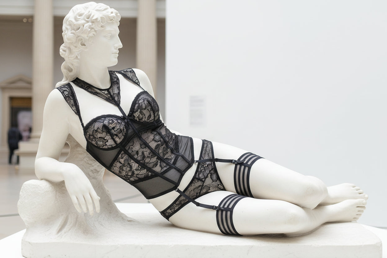 Women's Mesh Bodysuit Lingerie Set - Adjustable Strap Intimate Apparel